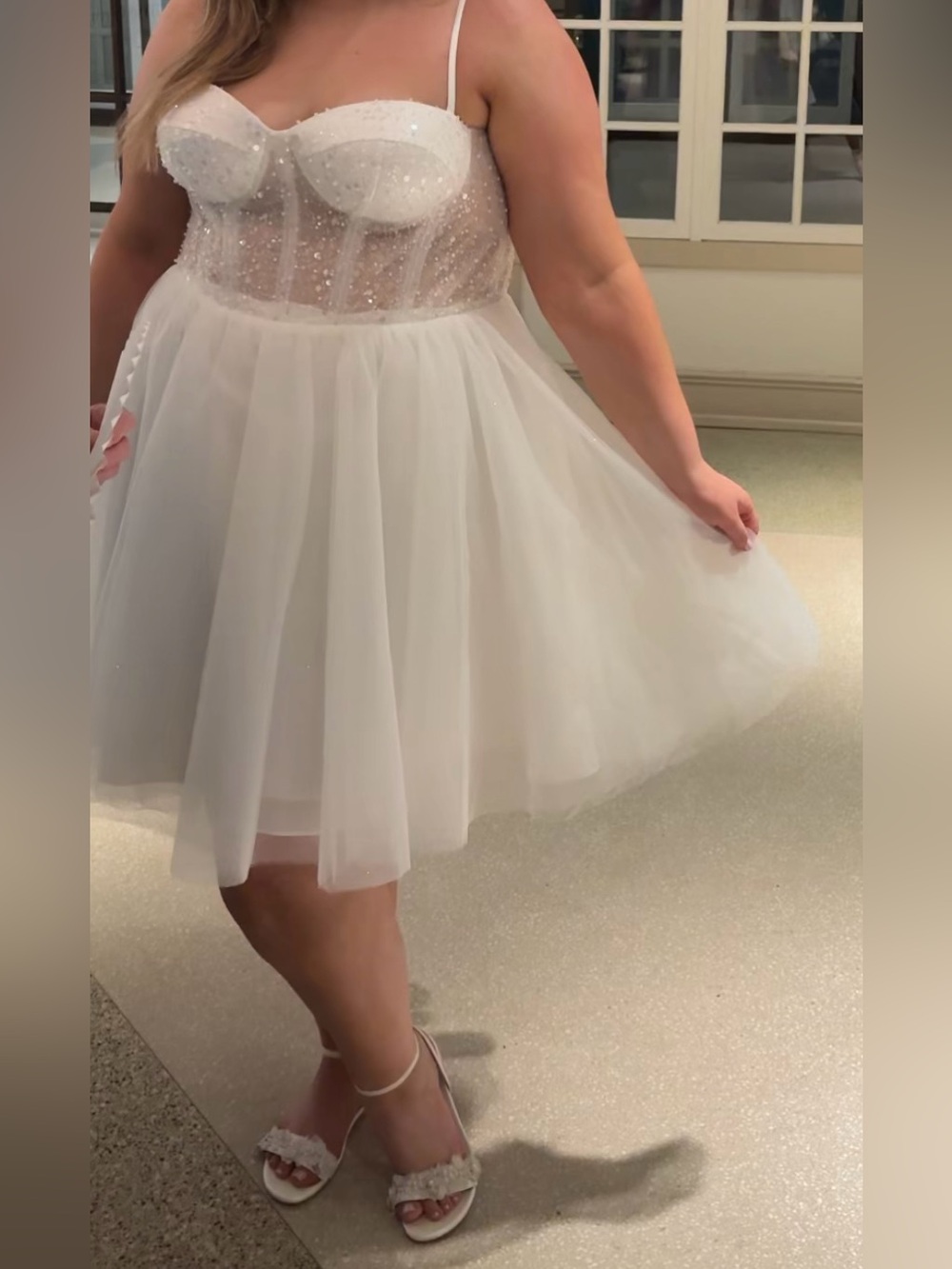 White Tulle A-Line Dress for Women Wedding